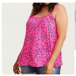 Torrid Pink Floral corset lace up back tank top